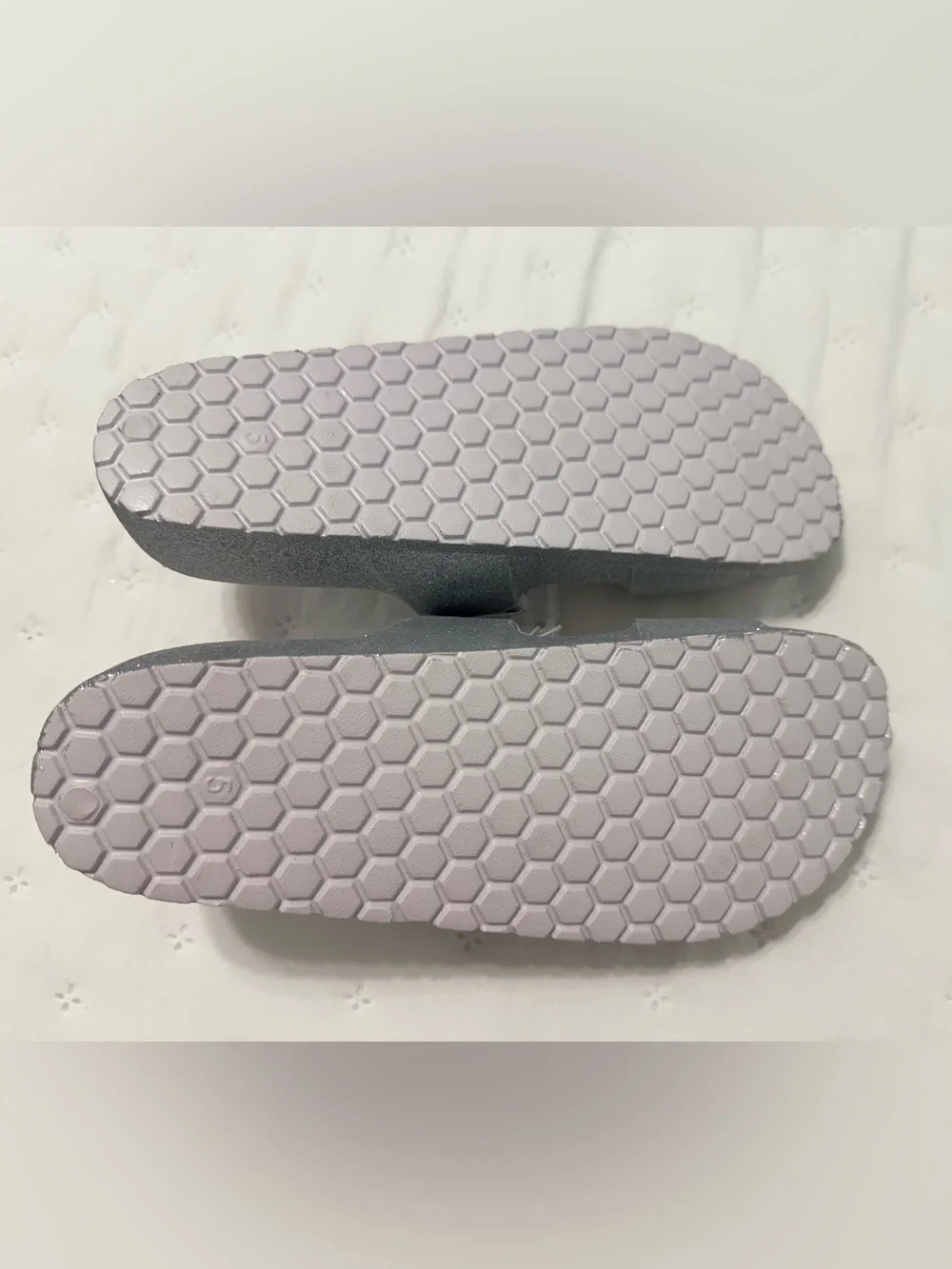 NWT- Girls Double-Buckle Sandals - Silver Glitter and Tan (2 pair)